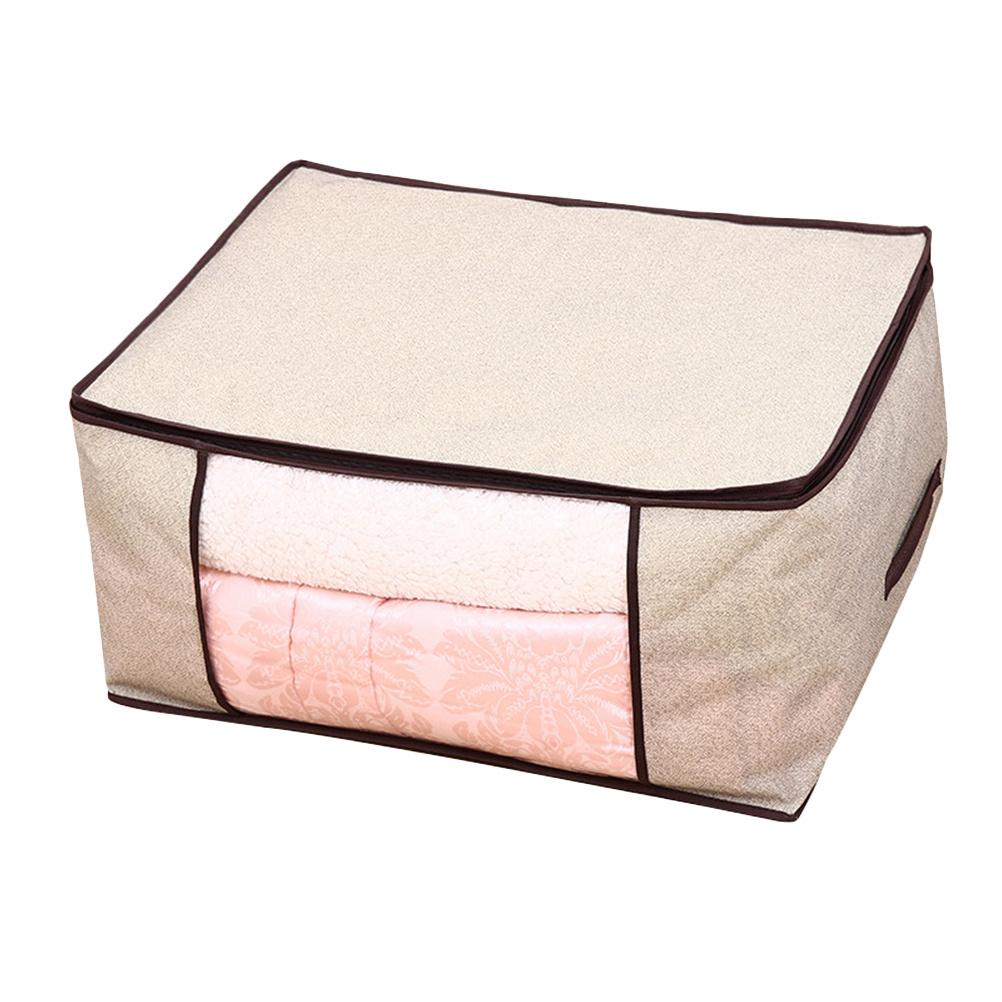 Large Capacity Foldable Storage Bag Non Woven Fabrics Lightweight Strong Quilt Clothing Storage Bag for Bedroom Closet Beige