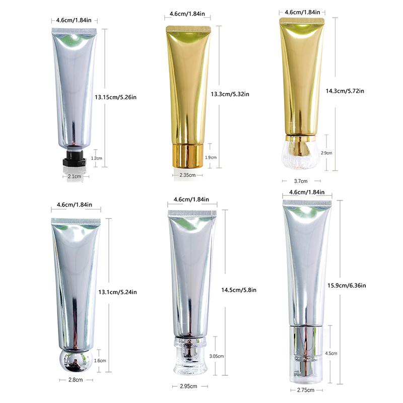 1Pcs Gold Silver Empty Refillable Plastic Soft Tubes Squeezable Bottle Cosmetic Container For Facial Cleaner Lotion Hand Cream