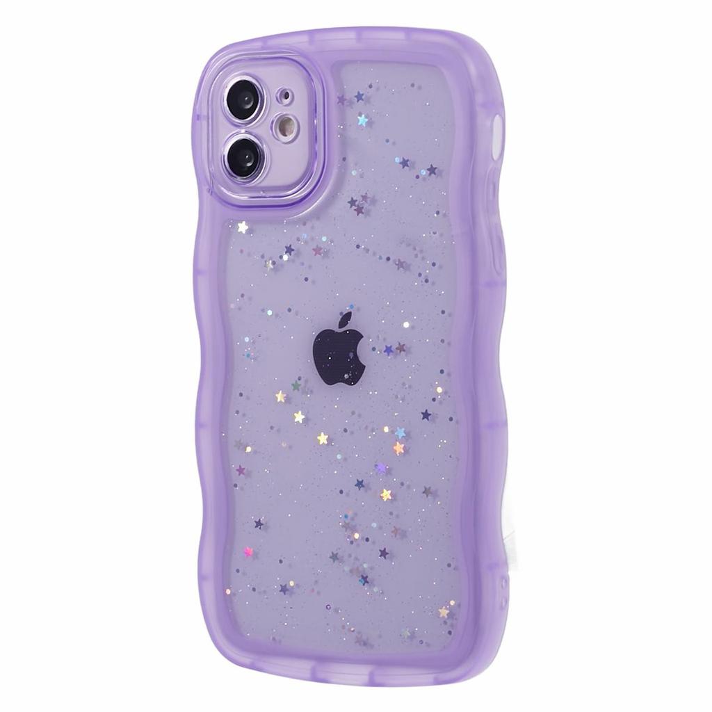 JTW Series for iPhone 12 Case Wavy Edge Star Sequins Epoxy Phone Cover