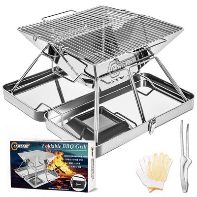 CARBABY Edelstahl BBQ Ofen, Feuerstelle mit Aufbewahrungstasche, für 2-4 Personen, Ideal für Outdoor-Camping