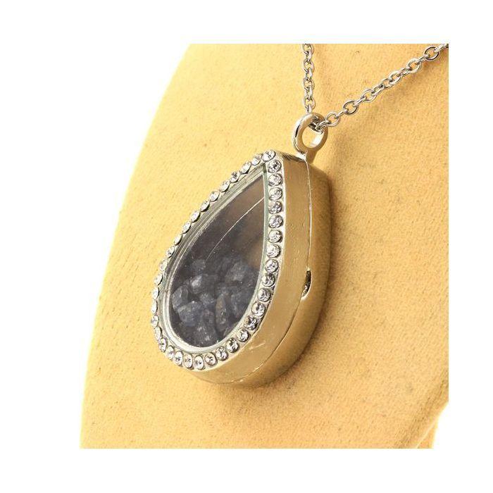 Collier - Pierres et Minéraux - Saphir brut - Acier inoxydable - Modèle goutte - Mixte