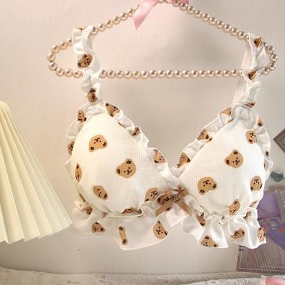Cute Cartoon Bras For Girls Lingerie Push Up Wireless Underwear Backless Brassiere