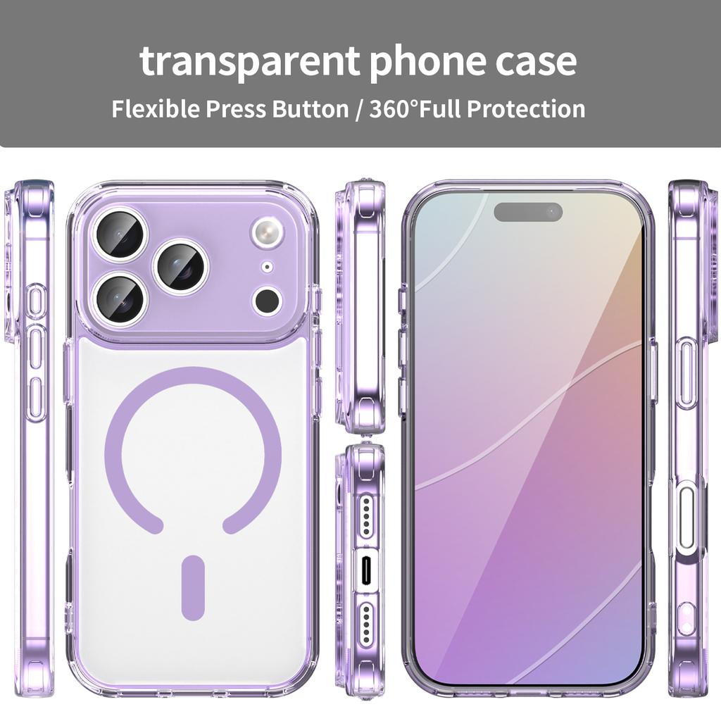 For iPhone 17 Pro Phone Case, Magnetic Shockproof Transparent Cover for iPhone 17 Pro