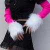Damen Einfarbig Kunstpelz Handgelenkstulpen Winter Pelzig Bänder Armstulpe Handgelenk Slap On Stulpen Armstulpe Plüsch Verdicken