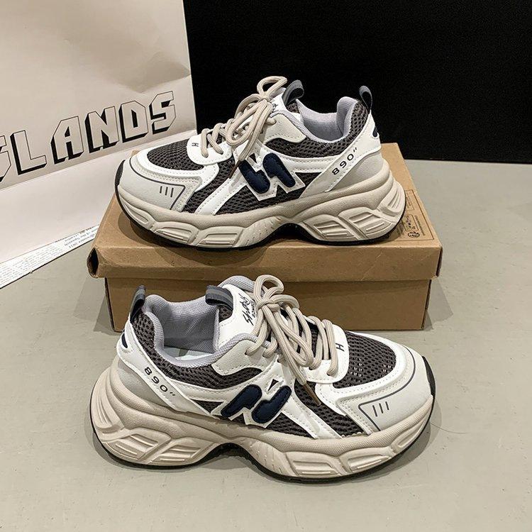 

Muffin sole dad shoes retro high-end thick-soled new models show small and light casual sports shoes 35 серый