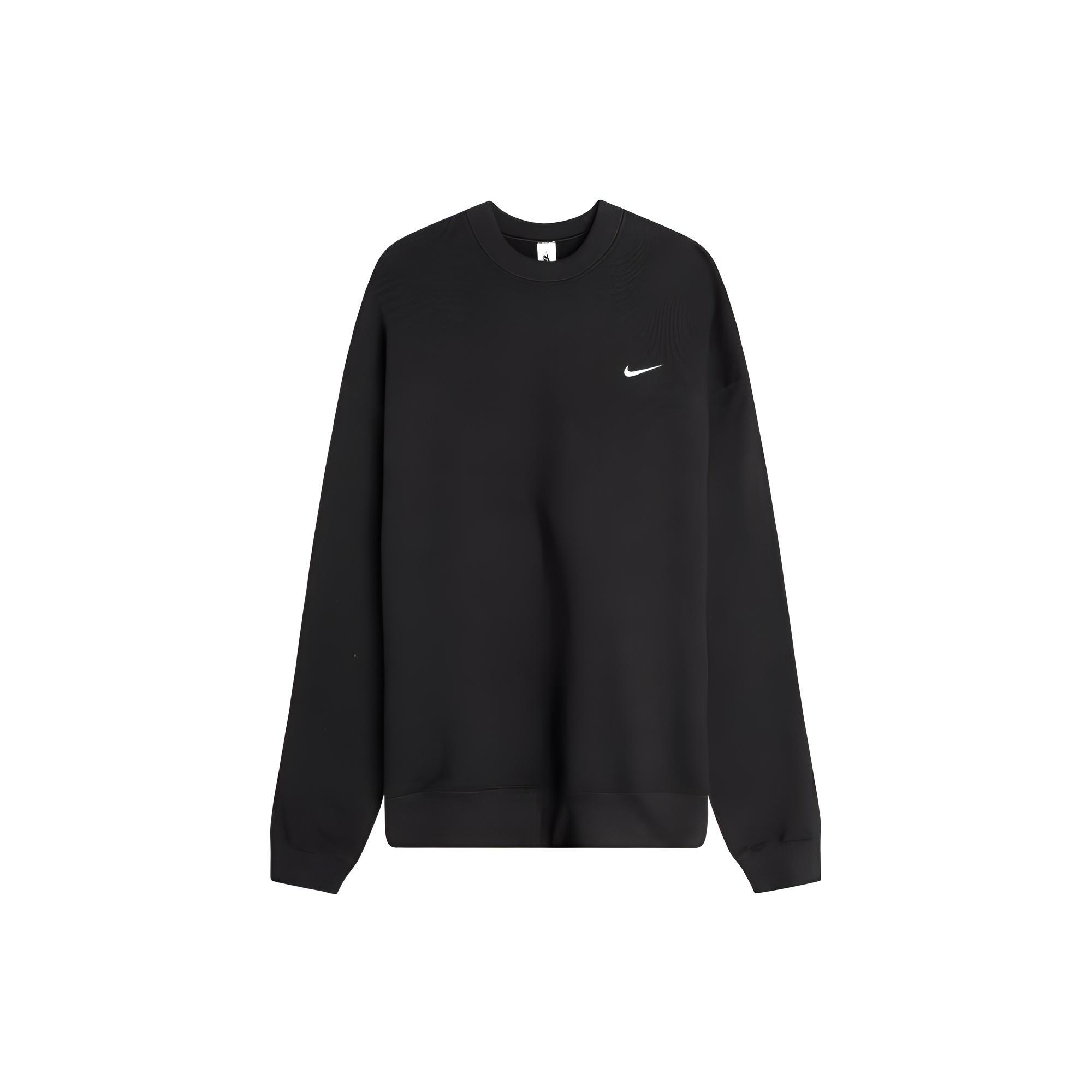 Nike Solo Swoosh Fleece Solid Color Logo Embroidered Long Sleeves Unisex Black Men s CV0554-010 XS