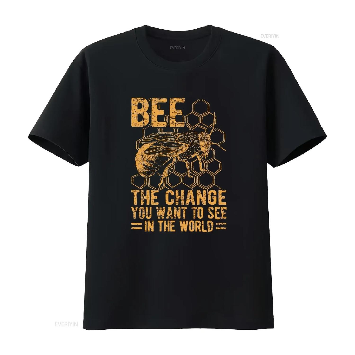 Bee The Change You Want To See T Shirt Lovers Keeper Motivational Inspirational vintage Washed Unisex fashion Versatile homme S