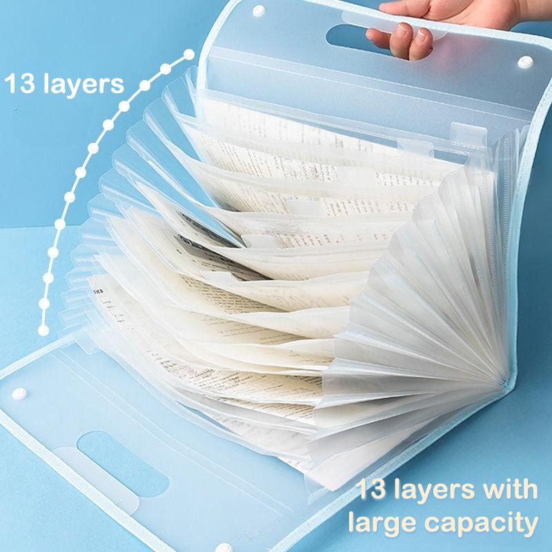 13 Pocket File Folders Portable A4 Letter Size Accordian Document Organizer Handheld Bag For Classroom Office Home Storage