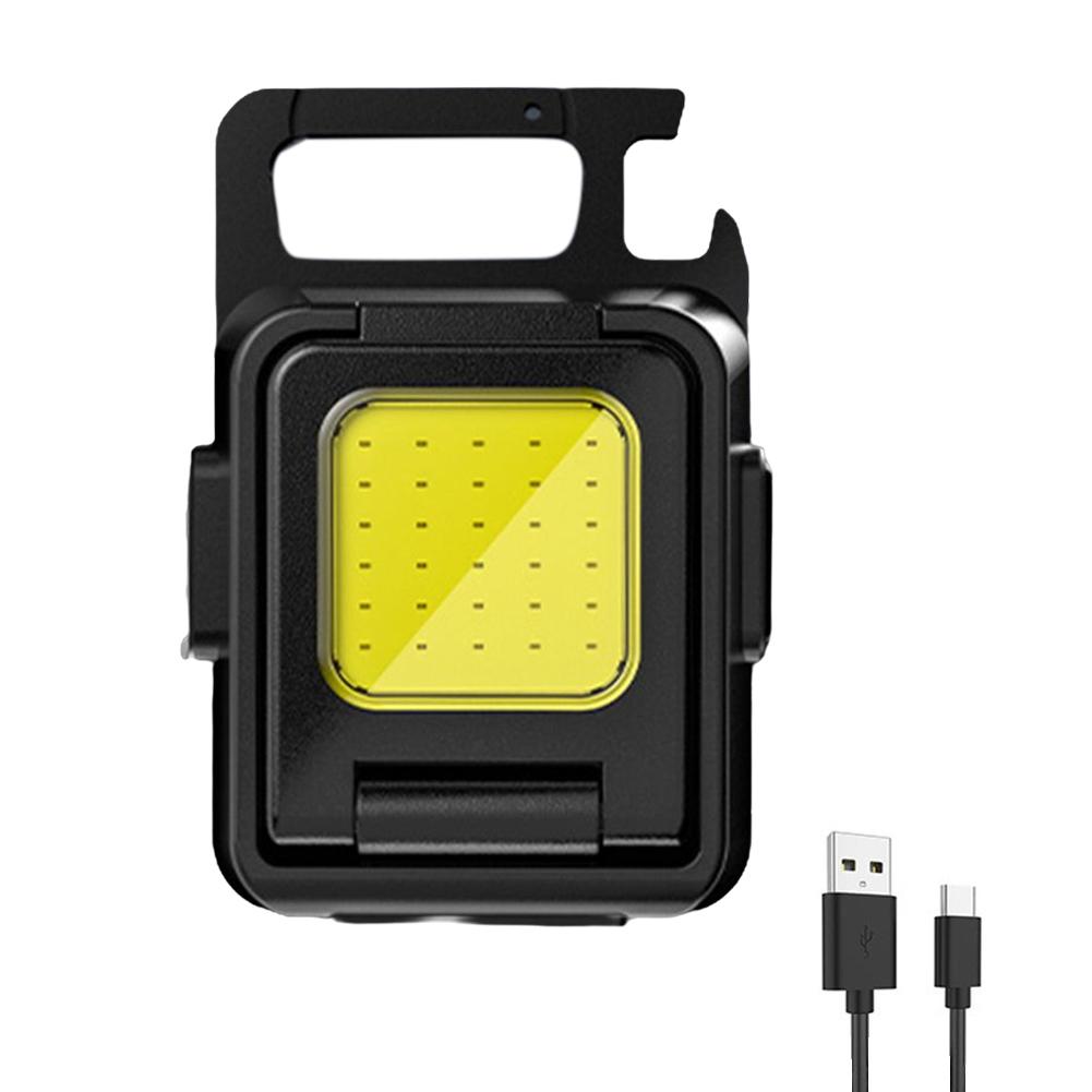 XPE Pocket Work Light COB LED Mini Keychain Light 500/1000LM Type-C USB Rechargeable Emergency Flashlight for Outdoor Camping