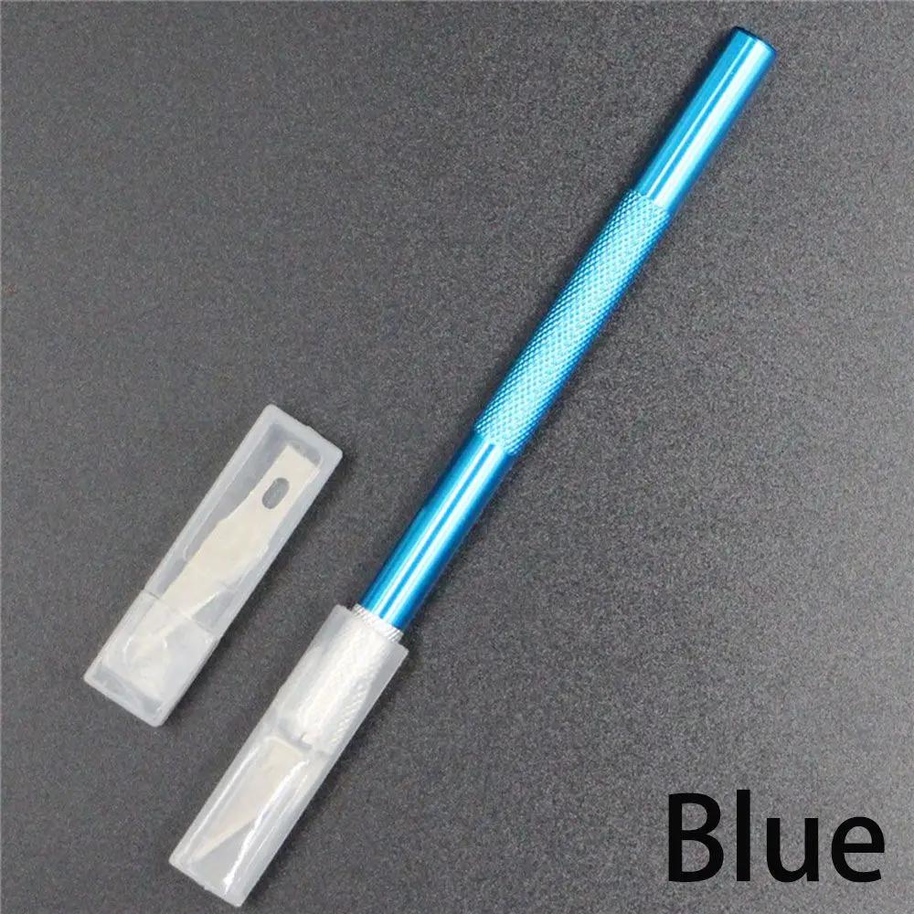 

Cake Craft Carving Pastry Tools Non-slip Knife Metal Scalpel Engraving Cutter with 6pcs Blade синий