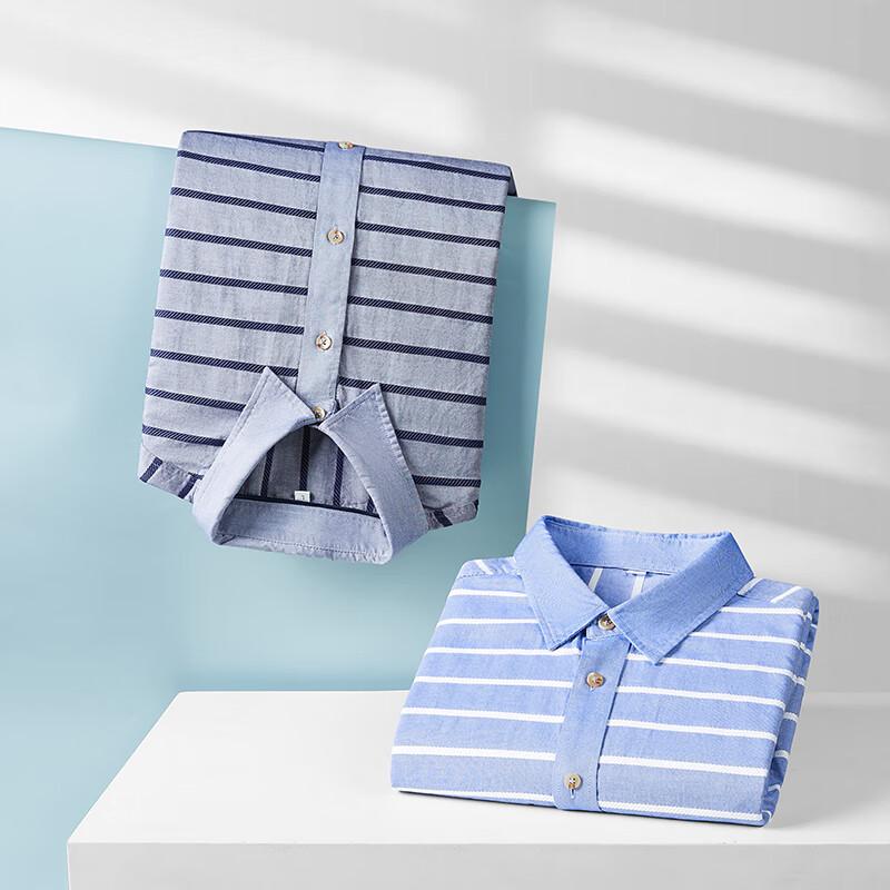 Dibinze Men's Plus Size Striped Long Sleeve Cotton Shirt