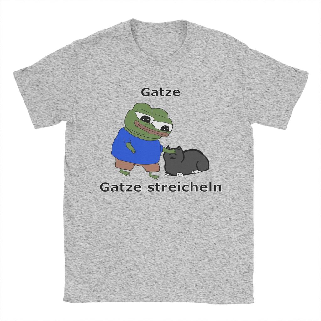 Klappa katt Husdjur Katt Meme T-shirt Män P-pepe Grodan Grym 100% Bomull T-shirts O-hals Kortärmade T-shirts Sommarkläder