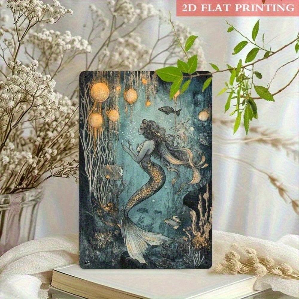 Mermaid Ocean Vintage Tin Sign Metal Wall Art Home Decor