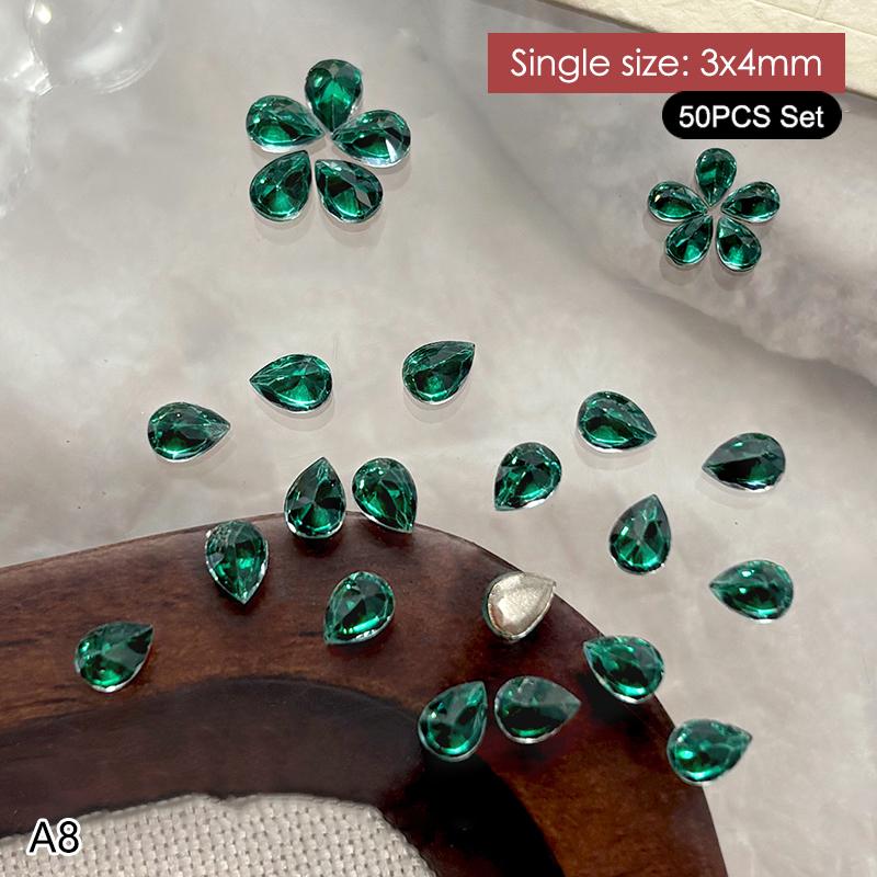 50 Stück Mehrfarbige Mini-Wassertropfen Zirkon Nail Art Strasssteine 3D Flachboden Kristallsteine Maniküre Dekoration