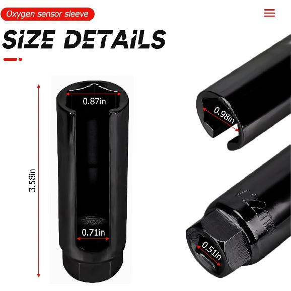 BELOMI Oxygen Sensor Socket With Side Wire Cutout, 3/8 Inch Drive X 0.39 Inch (12Mm) 6-Point Fits All Vehicle O2 Removal And Tallation, 65 Mn Steel