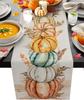 Fall Thanksgiving Pumpkins Linen Table Runner Home Decor Washable Autumn Harvest Kitchen Dining Table Runners Thanksgiving Decor