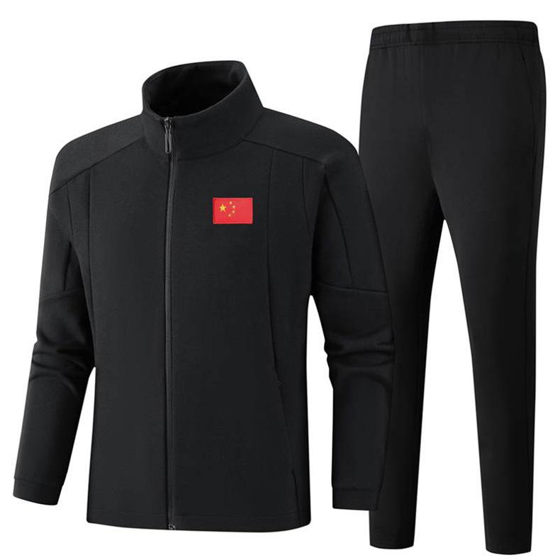 Men's Cotton Winter Sports Suit: Jacket & Trousers Two-Piece Casual Set
