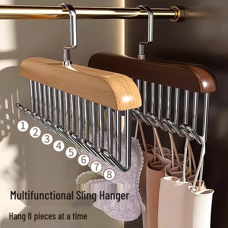 Multifunctional Wooden & Plastic Strappy Hanger for Underwear and Vests