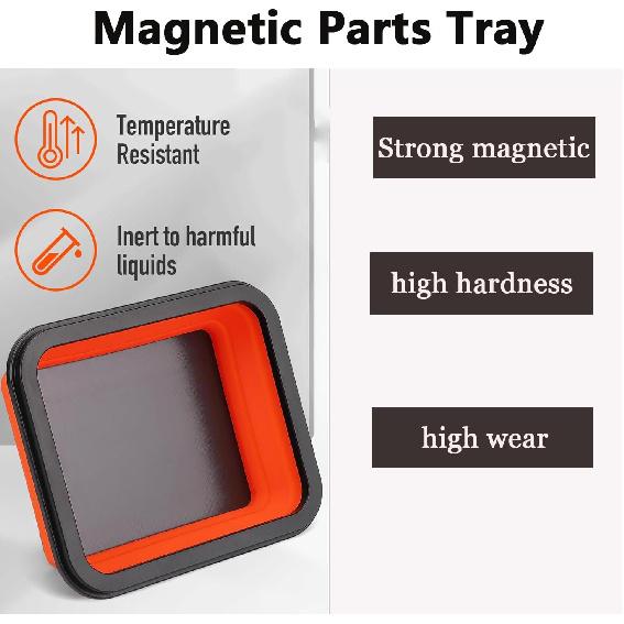 Collapsible Magnetic Parts Tray Set & Flexible Magnetic Pickup Tool, 3 Different Size Magnetic Screw Holder & Pick-Up Sweeper for Screw, Bolts, Nuts,
