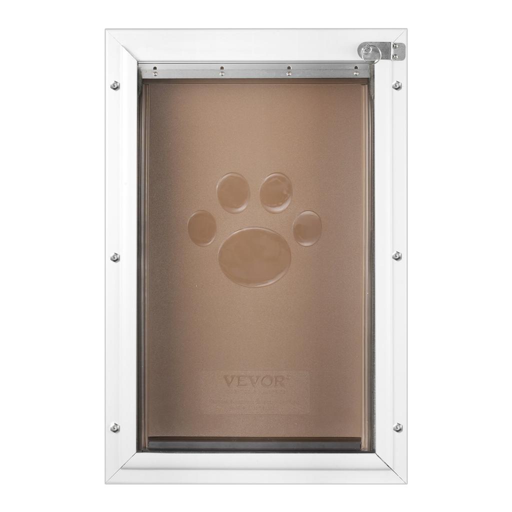 Pet Door for Door with Lock and Magnetic Flap System Aluminum Frame Large