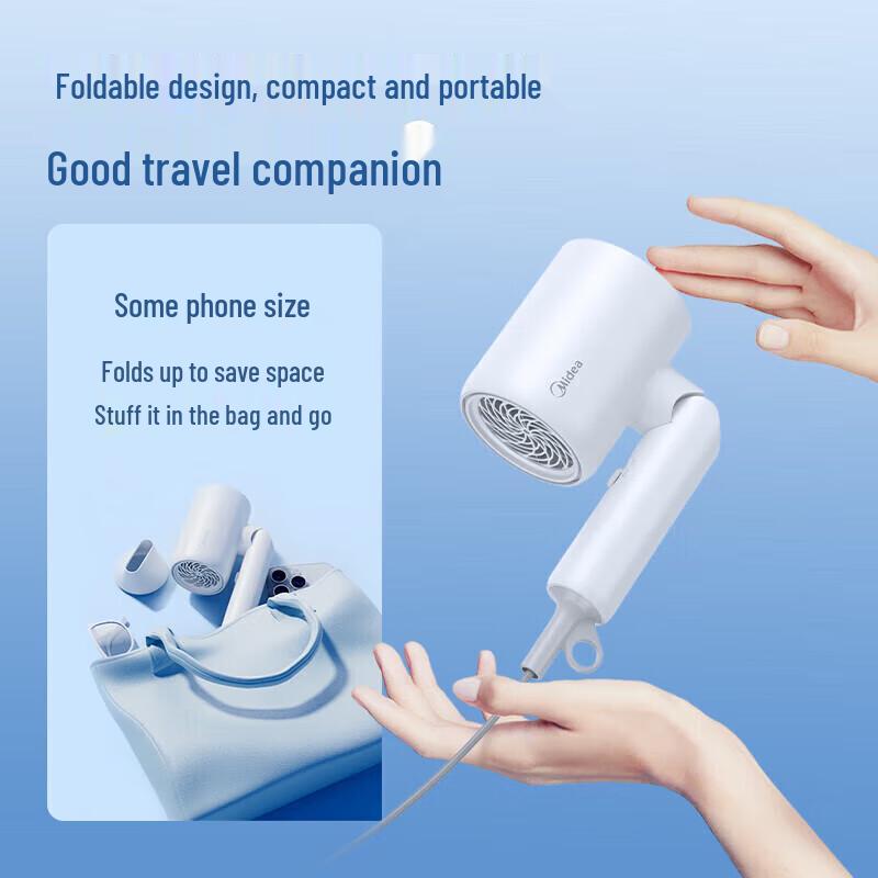 Midea FZ105 Negative Ion Foldable Hair Dryer CN plug (adapter included)