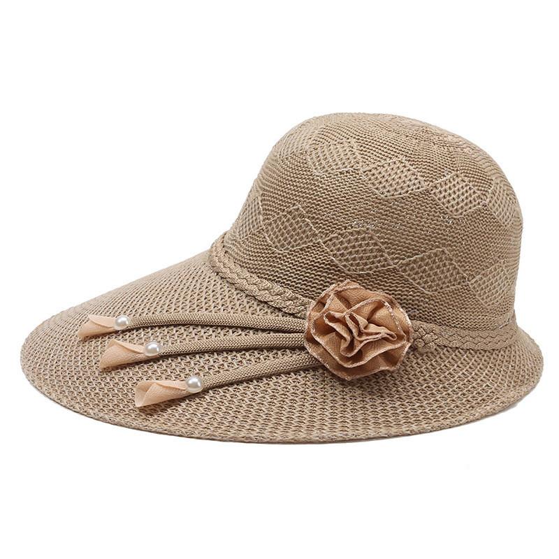 Sun Protection Wide Brim Cotton Straw Hat For Summer Beach Casual Women