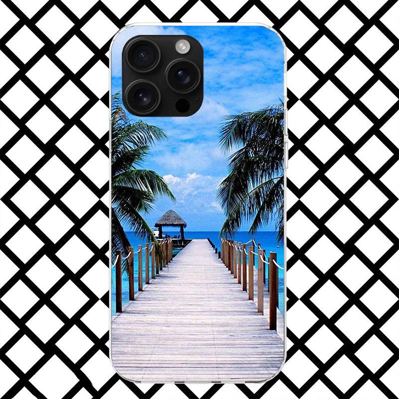 Summer Beach Sunset Sea Palm Tree Phone Case for iPhone 17 Air 16 16E 15 14 Plus 13 Mini 12 11 Pro Max 7 8 + SE 2020 Soft Cover