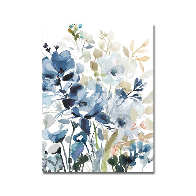 

Оригинальный дизайн, абстрактный синий цветок, холст, картина, скандинавское зеленое растение, печать плакатов, настенная живопись для гостиной 21cm×30cm NoFrame