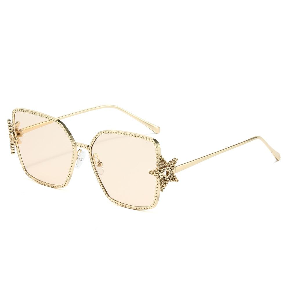 New Luxury Oversized Square Women Sunglasses Five Pointed Star Diamond Design Trendy UV400 Sun Glasses for Men and Women