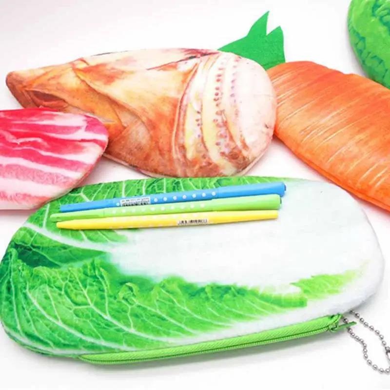 Funny Stationery Pencil Bag Cosmetic Bag Pencil Case Useful Fruit Vegetable Office School Supplies Plush Pencil Box Students Kid