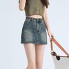 2025 Spring/Summer Women's Retro Denim A-Line Bodycon Mini Skirt