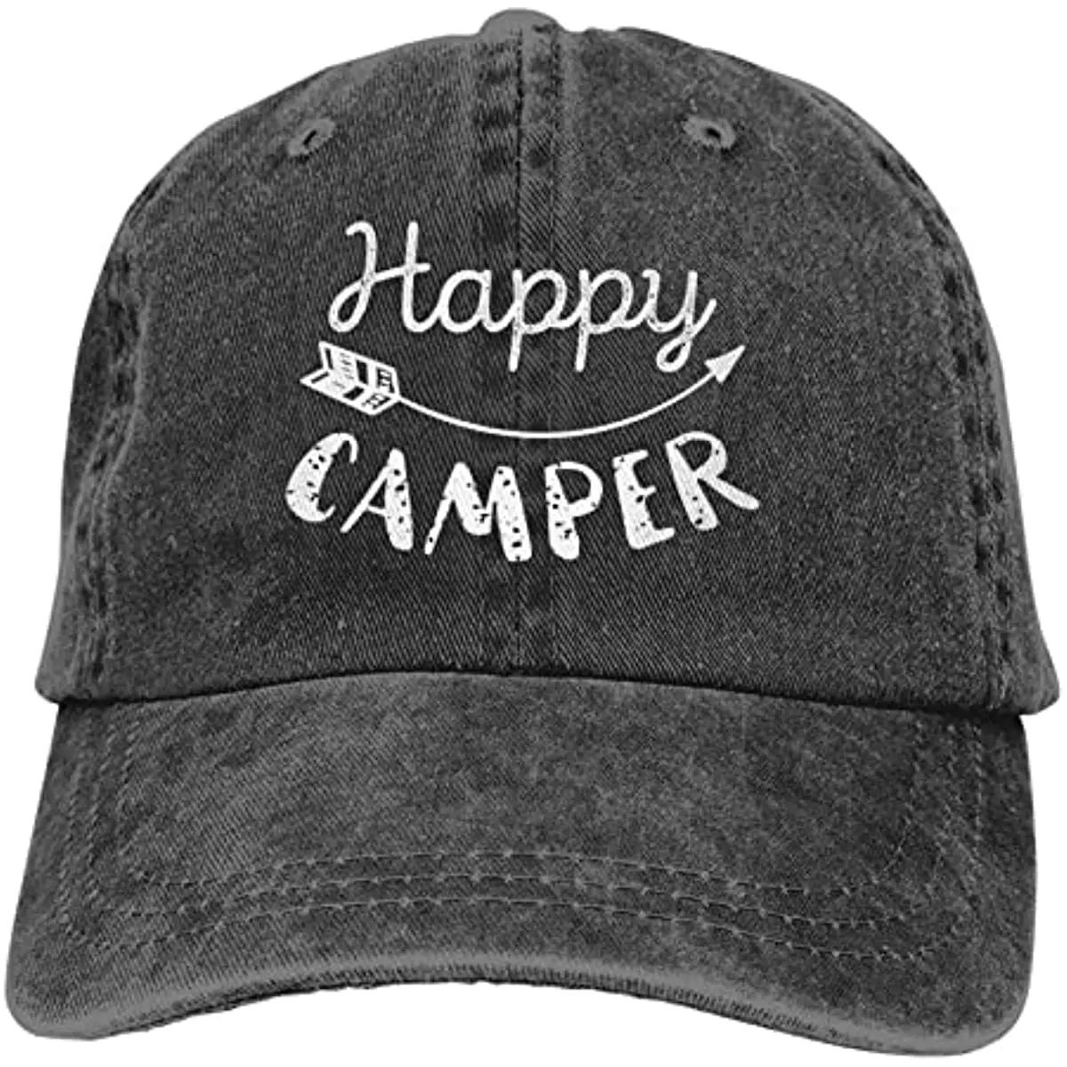 

Camper Hat Baseball Cap for Women Men Black Vintage Adjustable Unisex Cotton Dad Hat for Beach Sports Denim