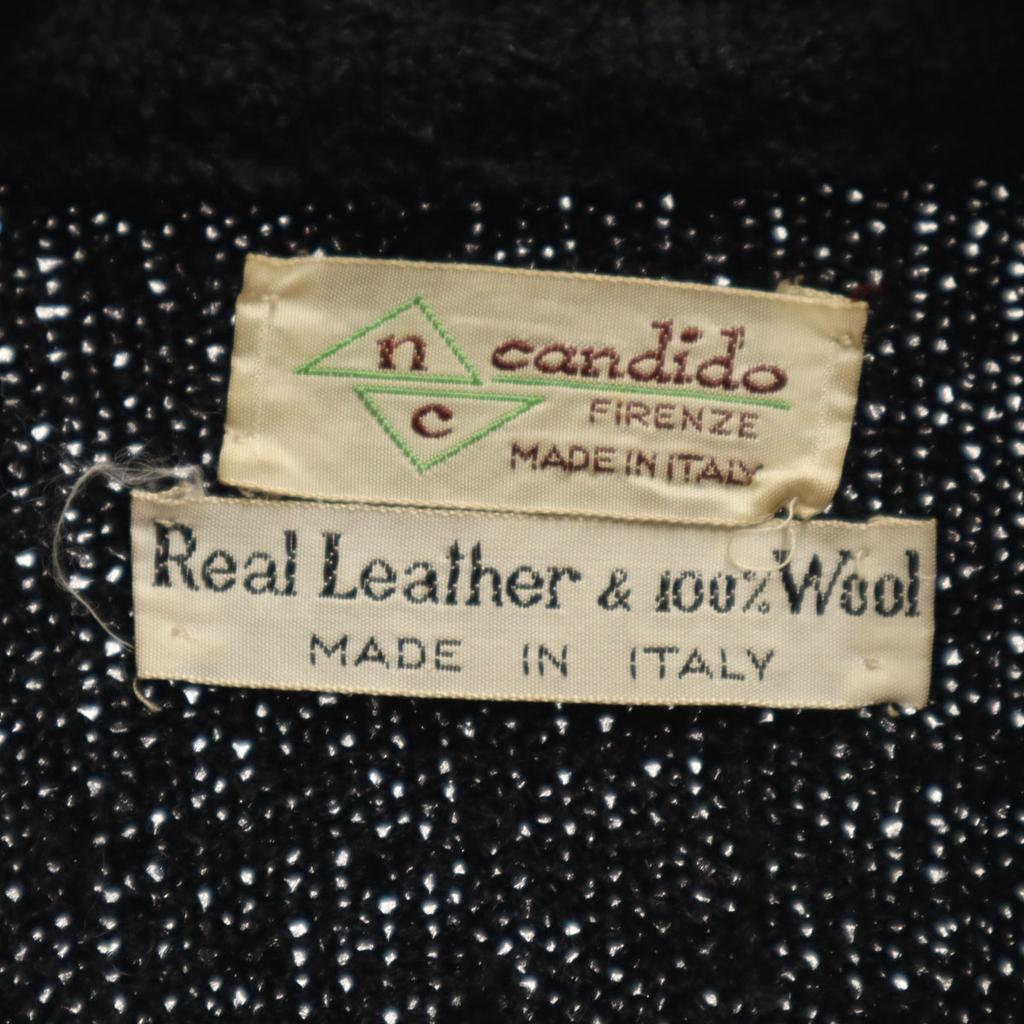 Nc Candido 70s Made In Italy Vintage Genuine Leather Switching Knit Jacket Men's Used