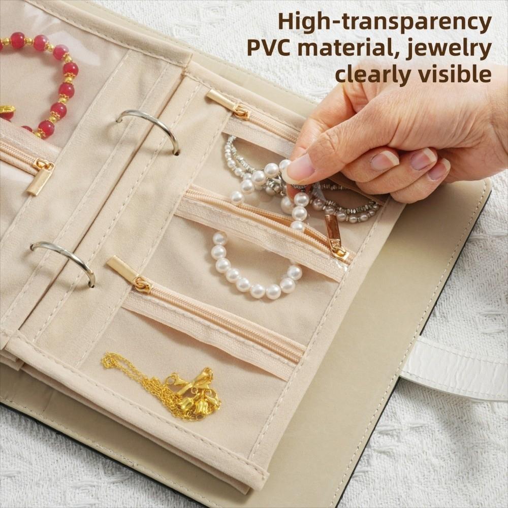 PU Leather Jewellery Binder Zipper Jewelry Organizer Roll Creative Jewelry Storage Bag Necklace
