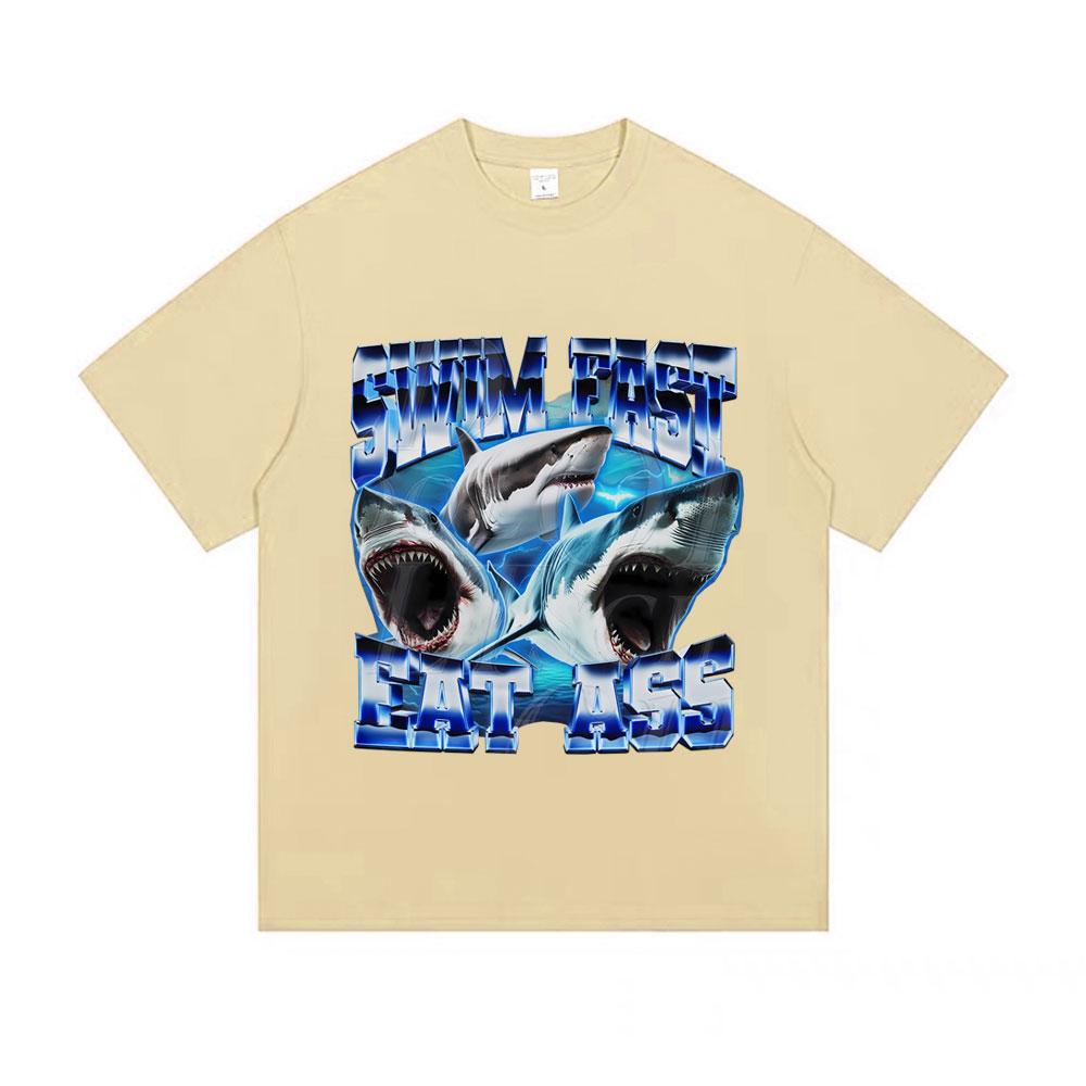 Tralalero Tralala Funny Swim Fast Eat Ass Shark Graphic T Shirts Men Women Summer Casual Humor Short Sleeve Male Fashion Tshirt