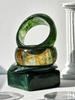 Retro Geometric Irregular Square Green Smudge Chunky Resin Bracelet for Women Girl Vintage Bangle HUANZHI 2025 NEW