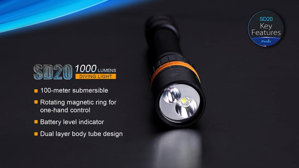 FENIX SD20 LED Diving Maximum 1000 Lumens XM-L2 Light,
