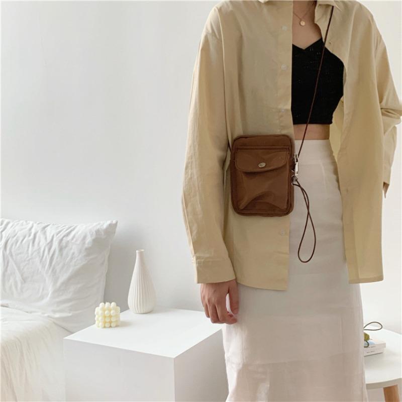 One-shoulder Small Messenger Bag, Women's High-end Small Square Bag, Casual Women's Fanny Bag, Mini Nylon Mobile Phone Bag.