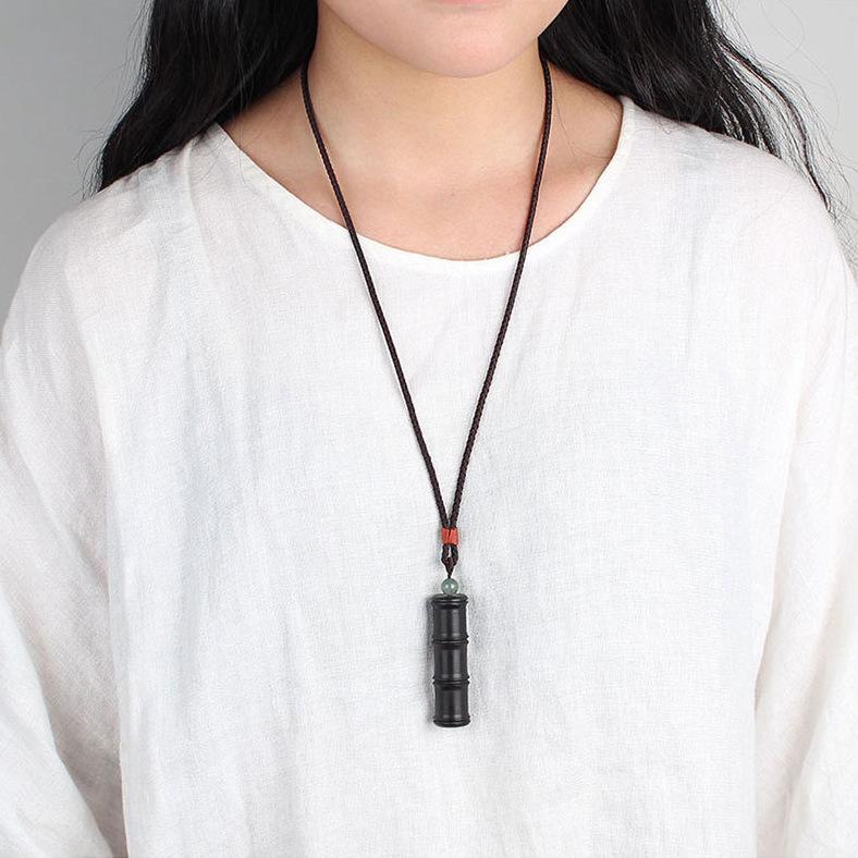 Originales Ebenholz Briefröhrchen Gawu Box Anhänger Halskette Herren und Damen lang retro schlichte Pulloverkette Accessoires