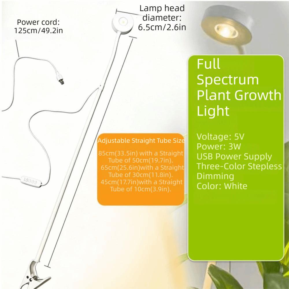 Height Adjustable LED Plant Growth Light 45/65/80cm USB Night Light Full Spectrum Light Succulents