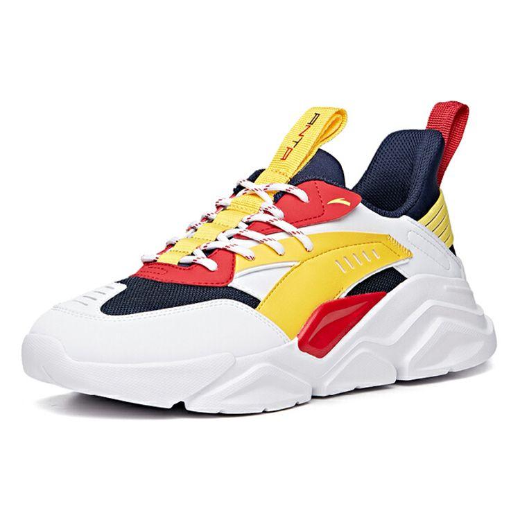 Anta Comfortable Shock Absorbing Non-Slip Wear-Resistant Breathable Lightweight Low-Top Casual Shoes Men sneaker White Yellow Red 912038820-2