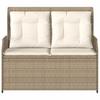 Vidaxl Banco de Jardín Plegable con Cojines, Beige, Ratán Sintético