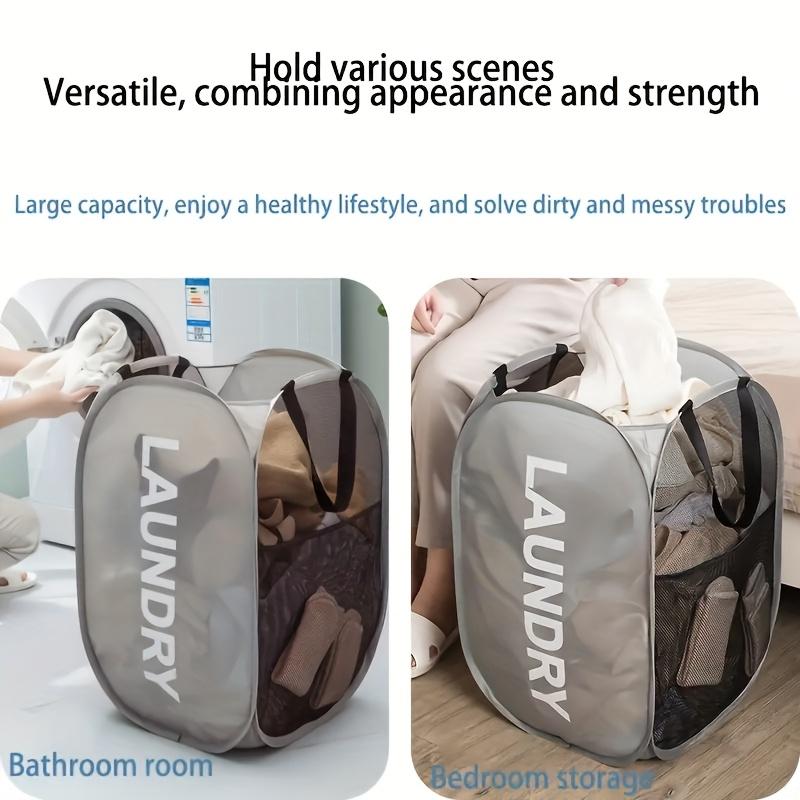 Foldable Laundry Basket with Handle - Foldable Mesh Fabric Laundry Basket,  Space Saving, Suitable for bathrooms,Laundry Baskets