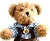 [USED] Teddy bear in Oktoberfest costume: gingham shirt and overalls