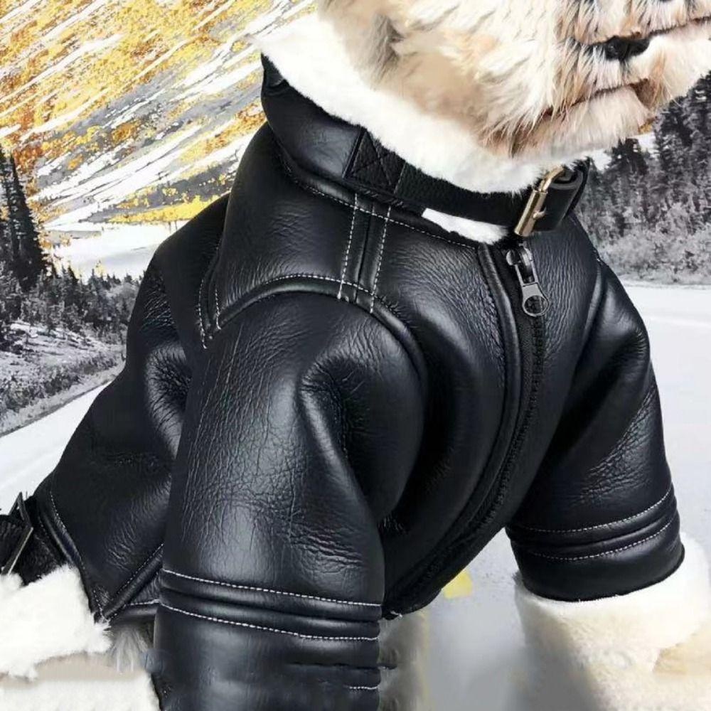 Warm Pet Autumn Warm Jacket Soft Dog PU Cotton Jacket Puppy Cool PU Coat  Autumn