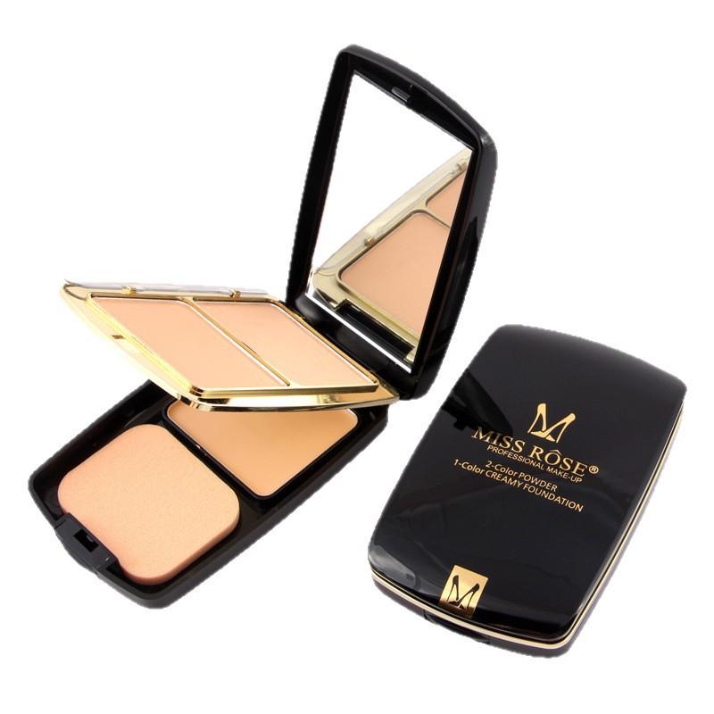 MISS ROSE 3 Color Setting Powder Compact with Mirror Puff Oil Control