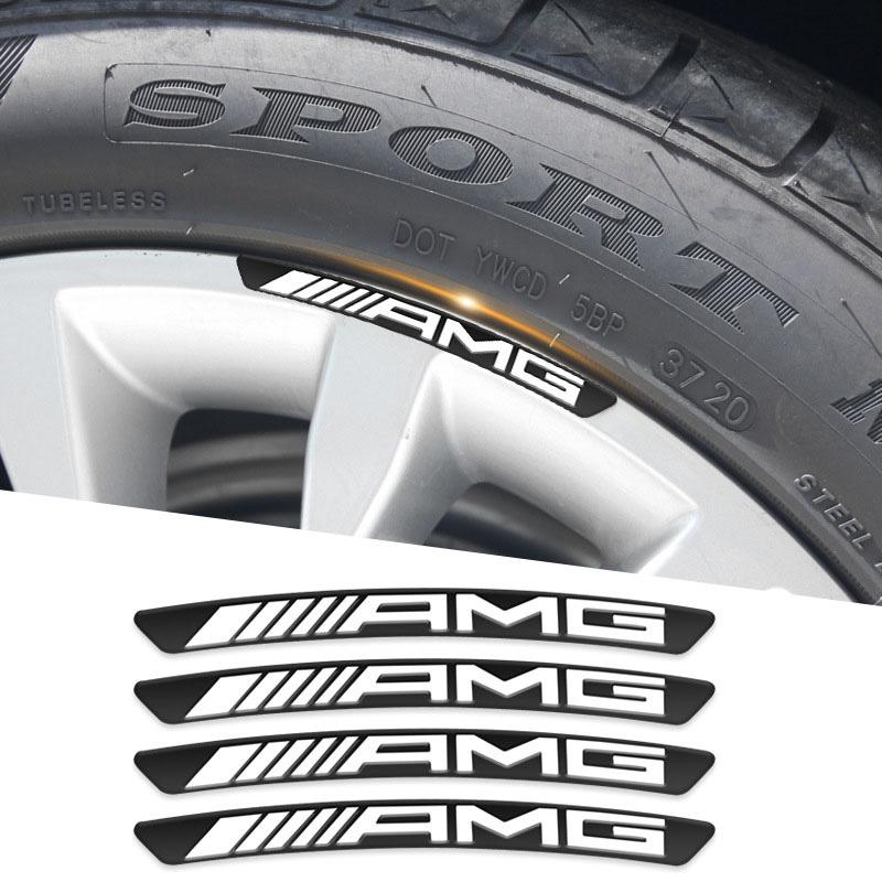 4Pcs Aluminum Car Wheel Rim Decal Stickers Decorative For Mercedes Benz AMG W223 W213 W206 W464 W247 W167 W166 W222 W205 W204