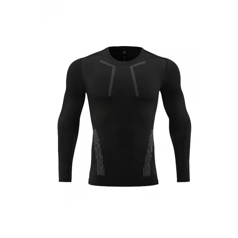 Men's Compression Long Sleeve T-Shirt, Quick-Dry Athletic Workout Top With Reflective Stripes