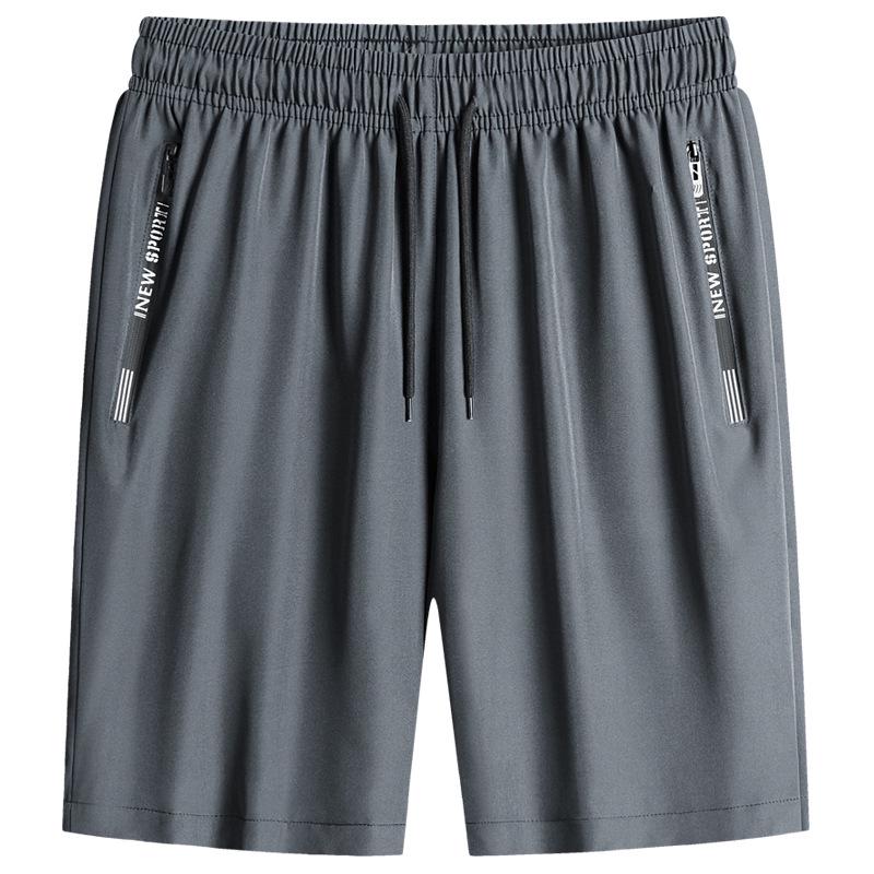 Men's 2025 Summer Reflective Sports Shorts - Ice Silk, Zipper, Four-Way Stretch, Casual Five-Point Pants