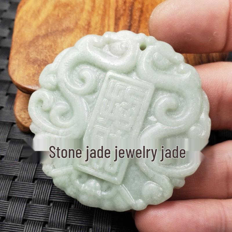 Emerald Green Guanyin Buddha Dragon Jade Pendant - Heart-Shaped Jade Stone for Car or Necklace